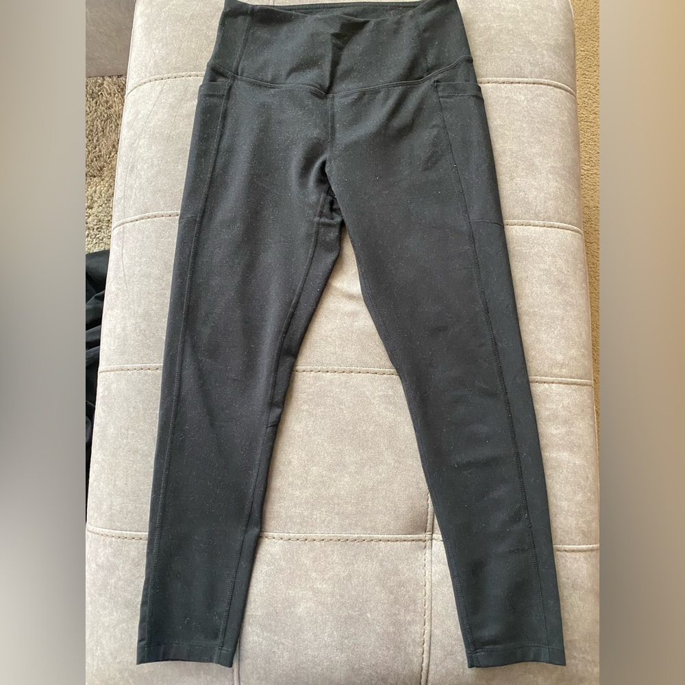 Zella Studio High Waist Pocket Leggings. Slightly cropped